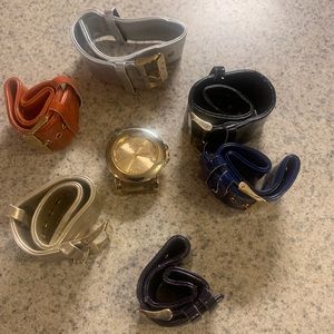 Watch with different colored bands